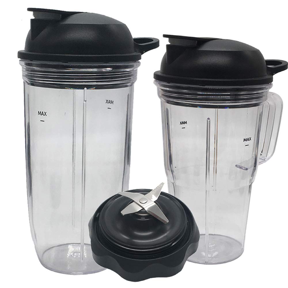 Photo 1 of Replacement Combo Easy Twist Extractor Blade with32oz,24oz handle cup with to go lid, Compatible with NutriBullet Blender Combo/PRO 1000/ Select Blender (5, 1*32oz cup+1*24oz handle cup+2*lid+1*blade)