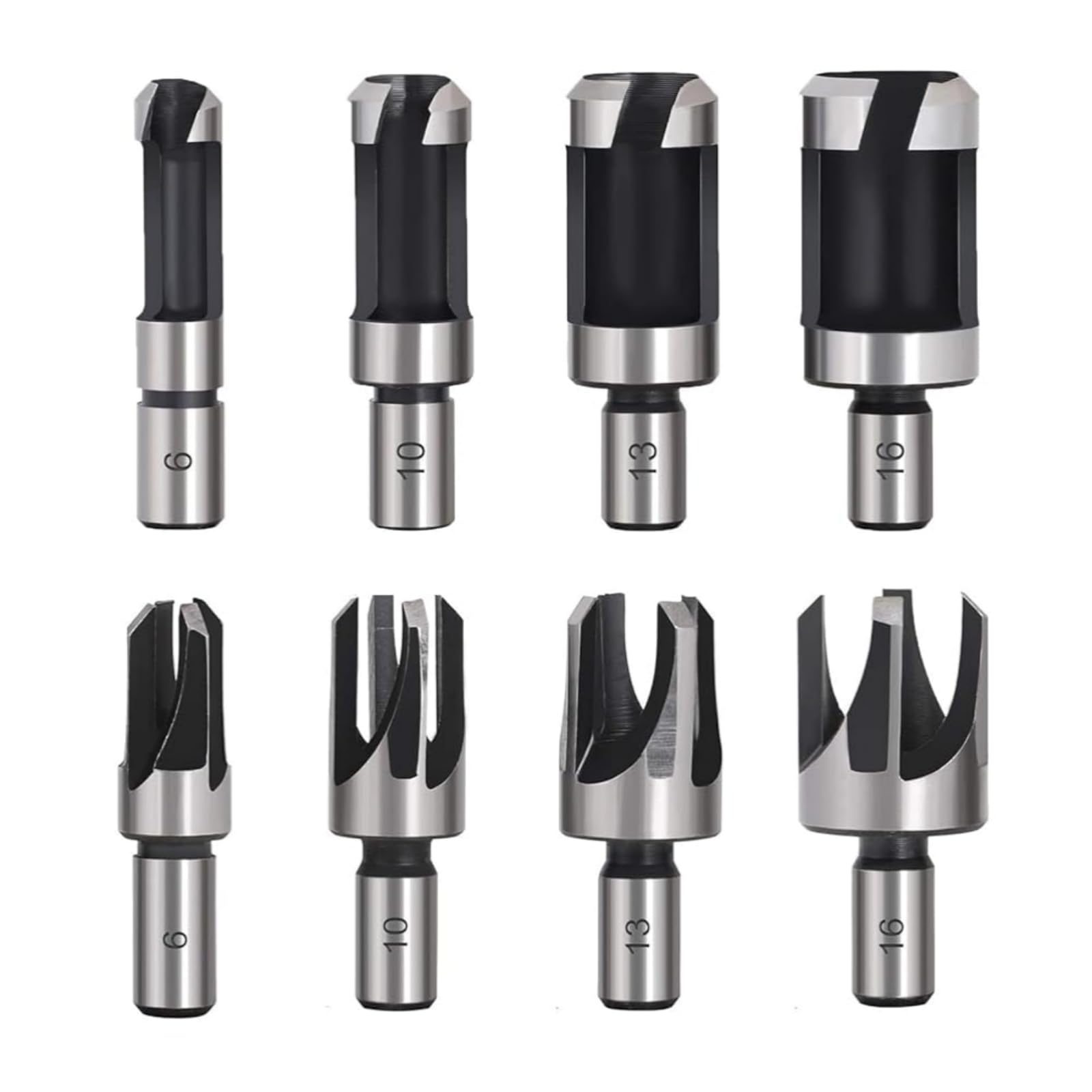 ANBOO 8 Piece Wood Plug Cutter Drill Bit Set Perfect for Precise Woodwork Dowel Drill Set with Tenon Cutter and Tapered Drills (6/10/13/16 mm). Ideal for Woodworking Tools