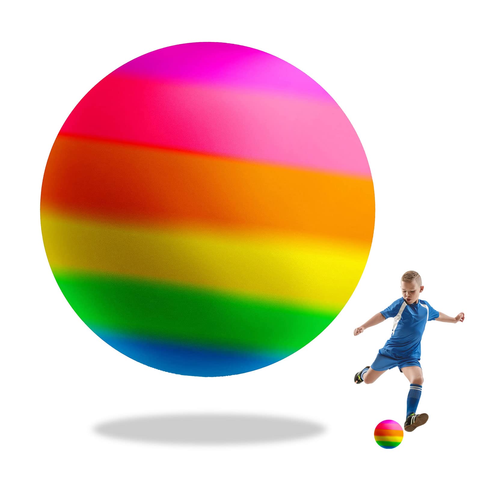 VIKSAUN PVC Rainbow Football Inflatable Beach Ball Pool Party Toy Ball for kids, Normal Style Summer Beach Football for Swimming pool, Garden, Beach, Indoor and Outdoor (9 Inch)