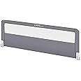 LIVINGbasics 59'' Baby Bed Rails, Swing Down Extra Long Bed Bumper Bedrail with Reinforced Anchor Safety System for Box, Leat