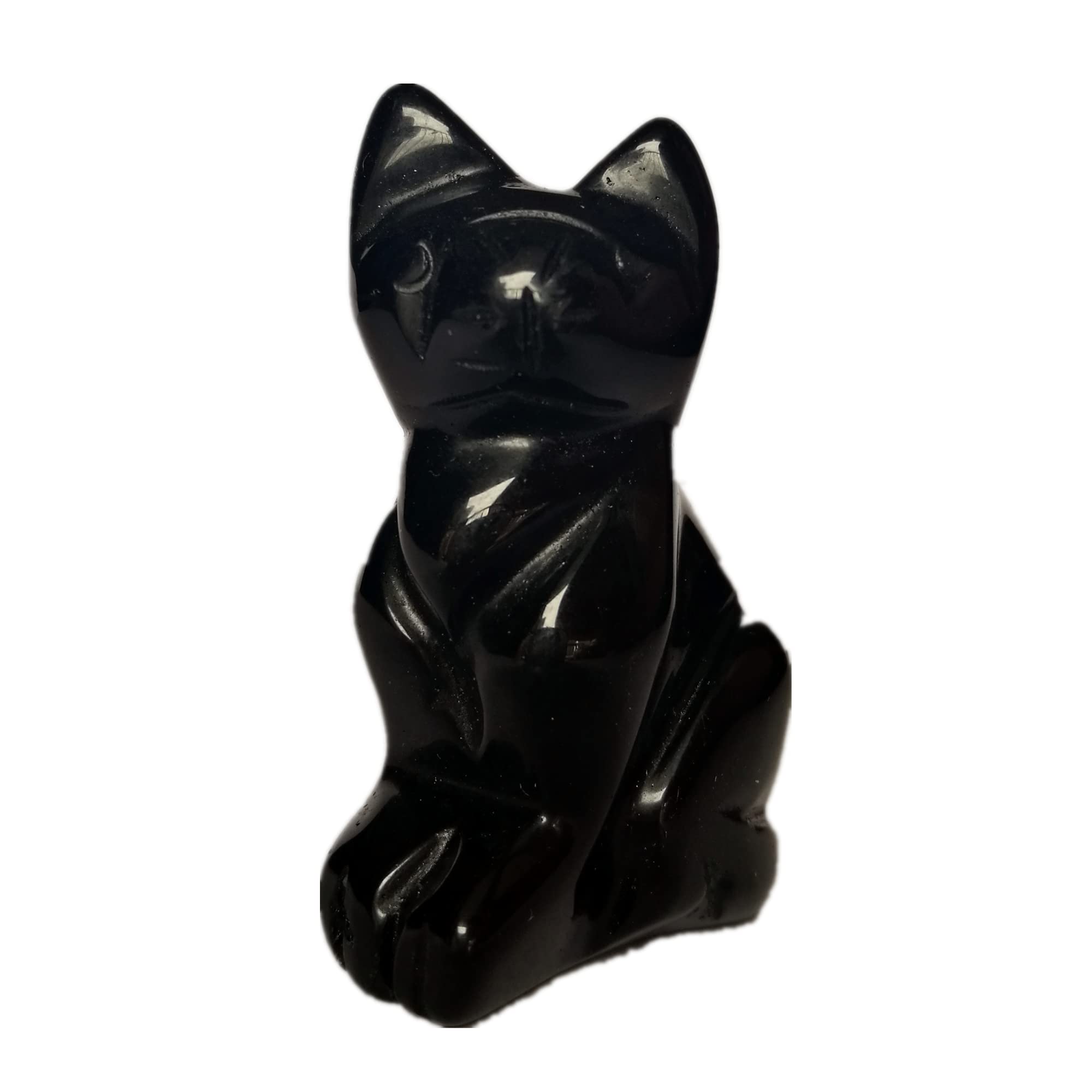 Manekieko Natural Black Obsidian Crystals and Healing Stones, Pocket Carved Lucky Cat Figurines Collectibles 2 Inches Room Decor
