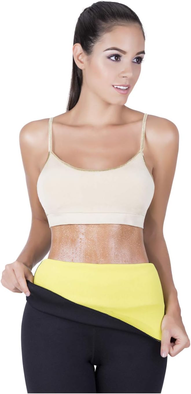 Gassa Sweat Shaper Belt Waist Trimmer Weight Loss Belt for Men and Women (Black and Yellow, Sizes M, L, XL, XXL and 3XL)