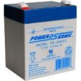 Power-Sonic PS-1250F2-12 Volt/5 Amp Hour Sealed Lead Acid Battery with 0.250 Fast-on Connector, one Color