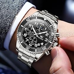 OLEVS Mens Black Watches Chronograph Luxury Dress