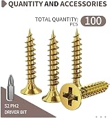TOPYWMSP 3.5x25mm Wood Screws Flat Head Zinc Galvanized Multi Purpose 100pcs view 3