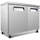 Msutree 48" W Commercial Refrigerators for Restaurant Bar Shops, Undercounter Refrigerators with 14.1 Cu. Ft Capacity, Auto Defrost, Stainless Steel, Digital Temp Control, Low Noise