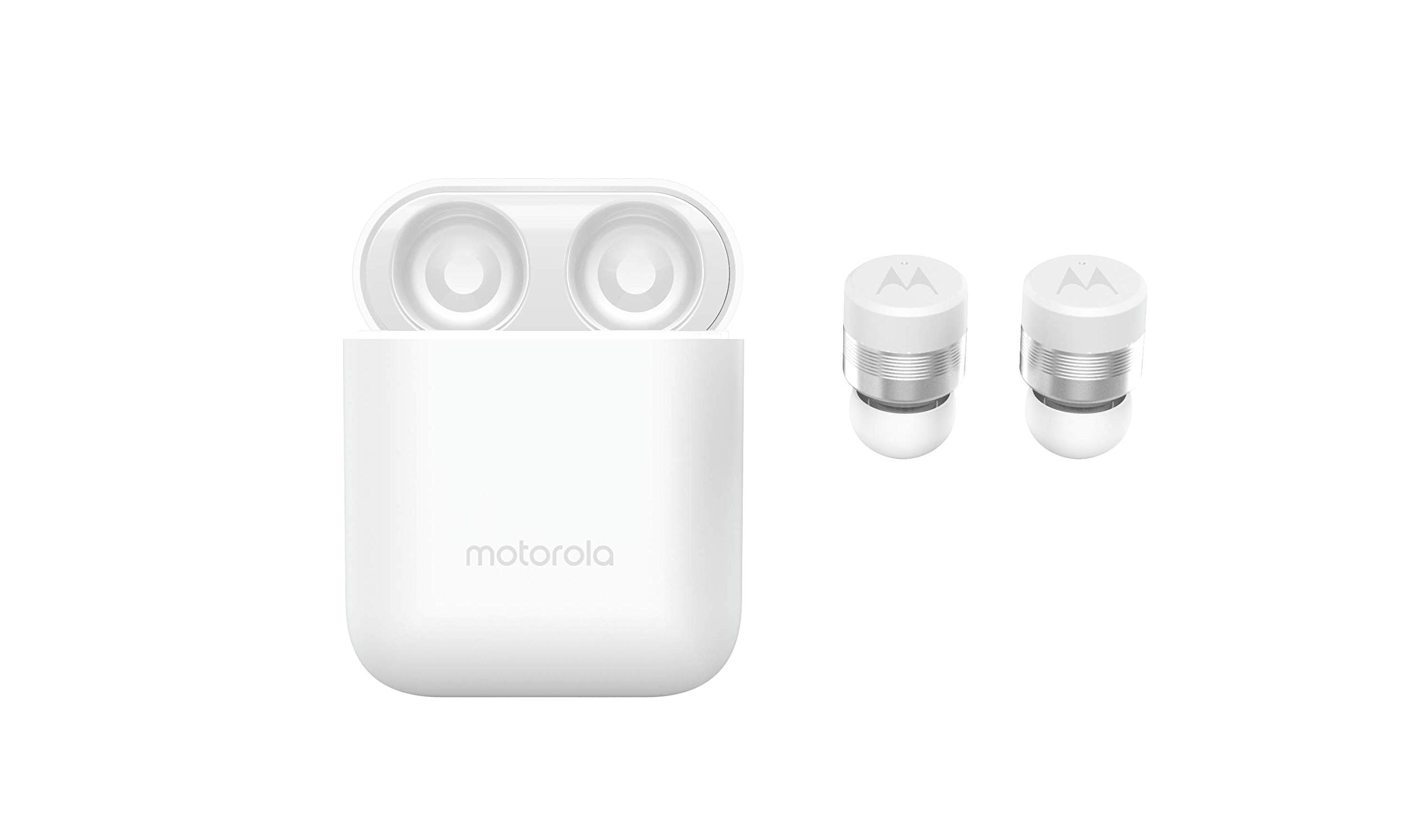 Motorola VerveBuds 110 Bluetooth In-Ear Mini Headphones Portable Charging Box and Integrated Microphone IP54 Waterproof and Mono or Dual Headset Compatible with Alexa, Siri, Google Assistant White