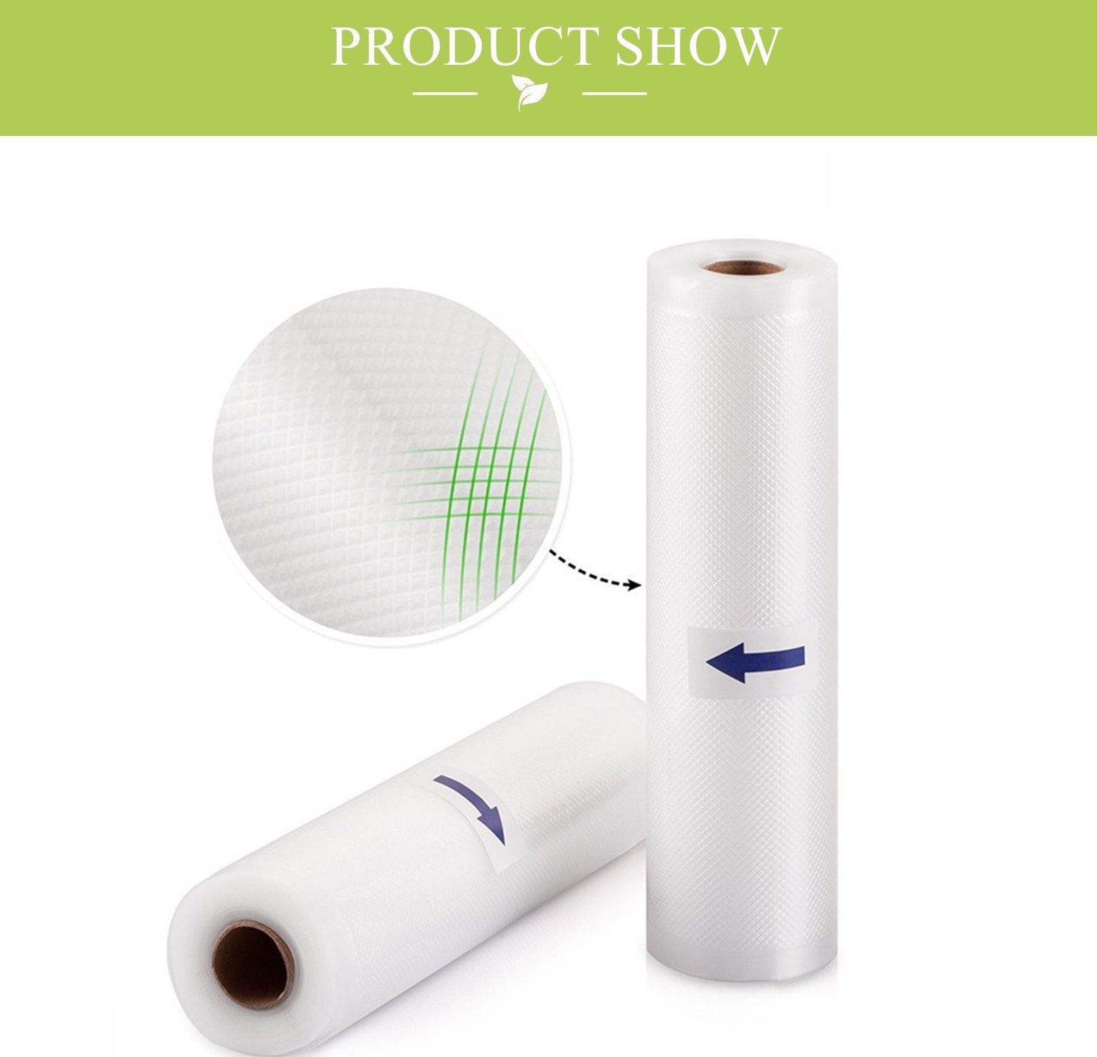 Bolsas de envasado al vacío, Padi Home Rollos de envasar al vacio, Pack de rollos de bolsas para envasadoras al vacío, 1 Roll 20x500 y 1 Roll 25x500cm, libre de BPA, Aprobado por la FDA