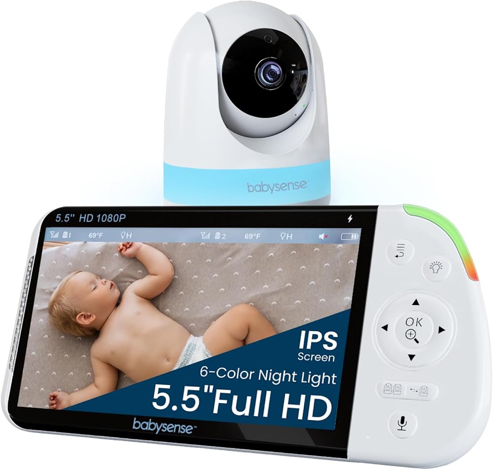 Babysense Full HD Split-Screen Baby Monitor 1 PTZ Camera Two-Way Talk Long