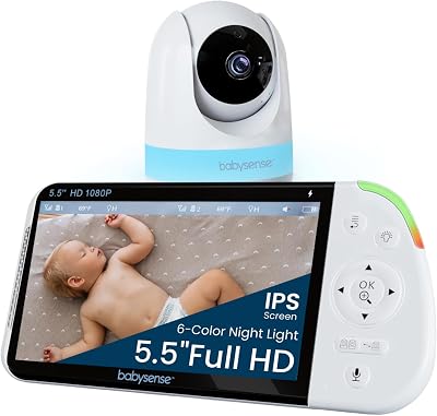 Babysense Full HD Split-Screen Baby Monitor 1 PTZ Camera Two-Way Talk Long