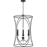 Capital Lighting 545641KB Amara Transitional Curved Open-Cage Hourglass Metal Pendant Foyer, 4-Light 240 Total Watts, 30" H x