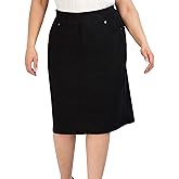 Alivia Ford Pull On Knit Denim Skirt for Women - Easy to Put On & Take Off Jean Skirt - Skirt w/Pockets & Comfort Waist Band