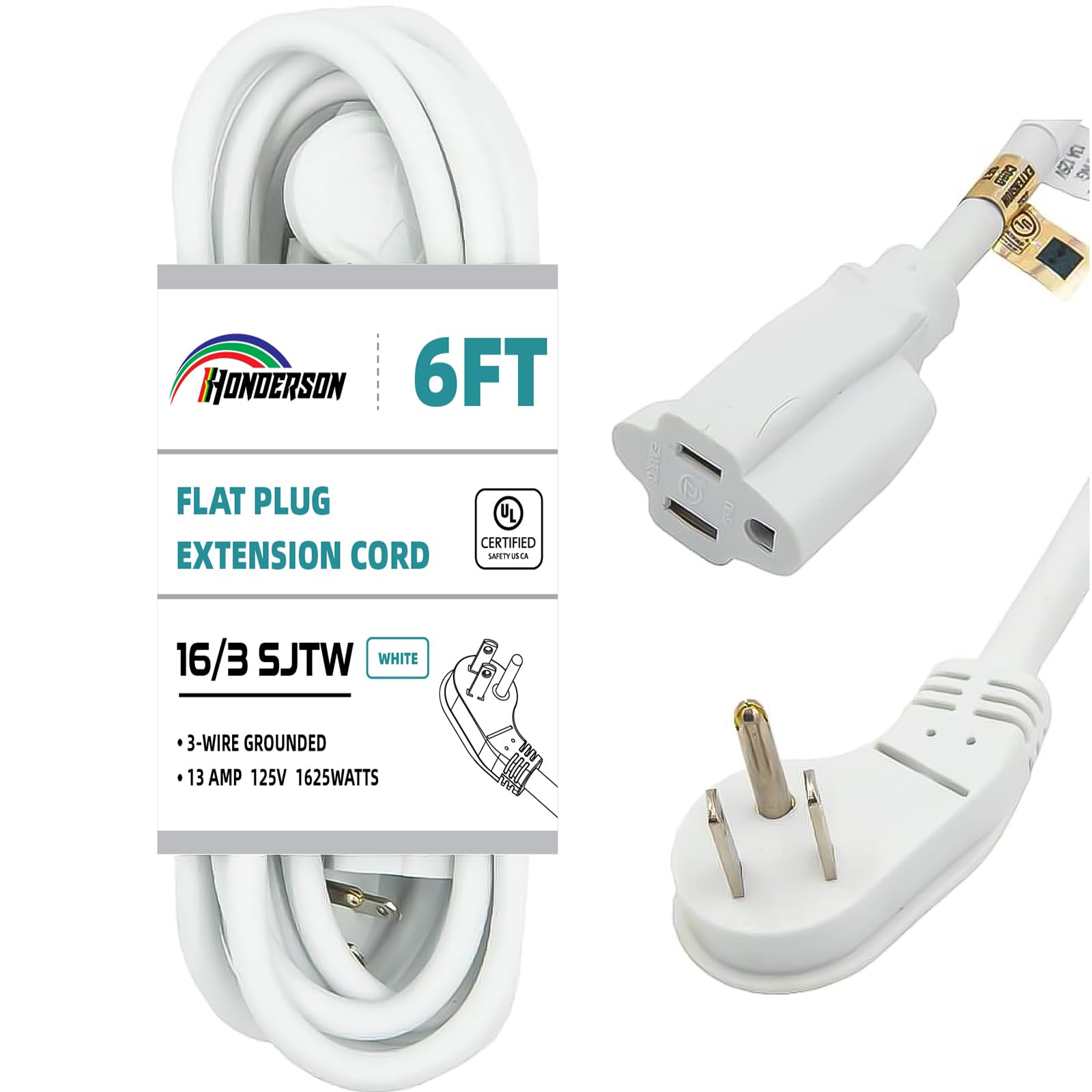 HONDERSON Flat Plug Indoor Extension Cord, UL