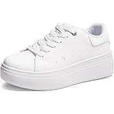 TIMEJOY Women's Platform Fashion Sneakers Faux Leather & Anti-Slip Sole Classic Tennis Shoes for Casual Lace up Sport & Walking