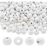 PATIKIL 8mm Natural Wood Beads, 200 Pack Wooden Beads Round Loose Beads Spacer Beads for DIY Craft Jewelry Making Home Decoration, White