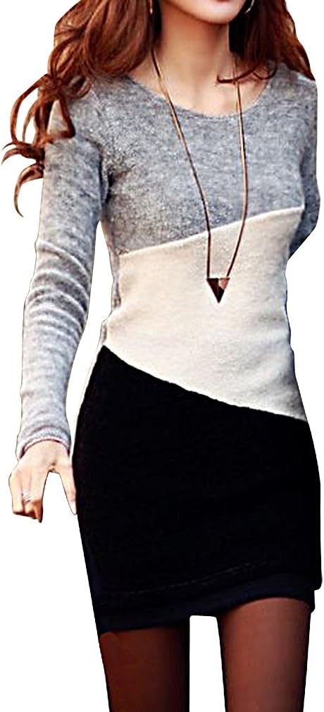 JVA Women's Stylish Slim Fit Long Thin Pullover Dress Wool Blends Sweater SW112