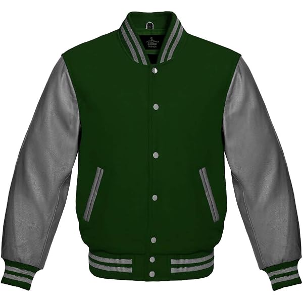 Varsity Letterman Baseball Bomber Retro Vintage Jacket Forest