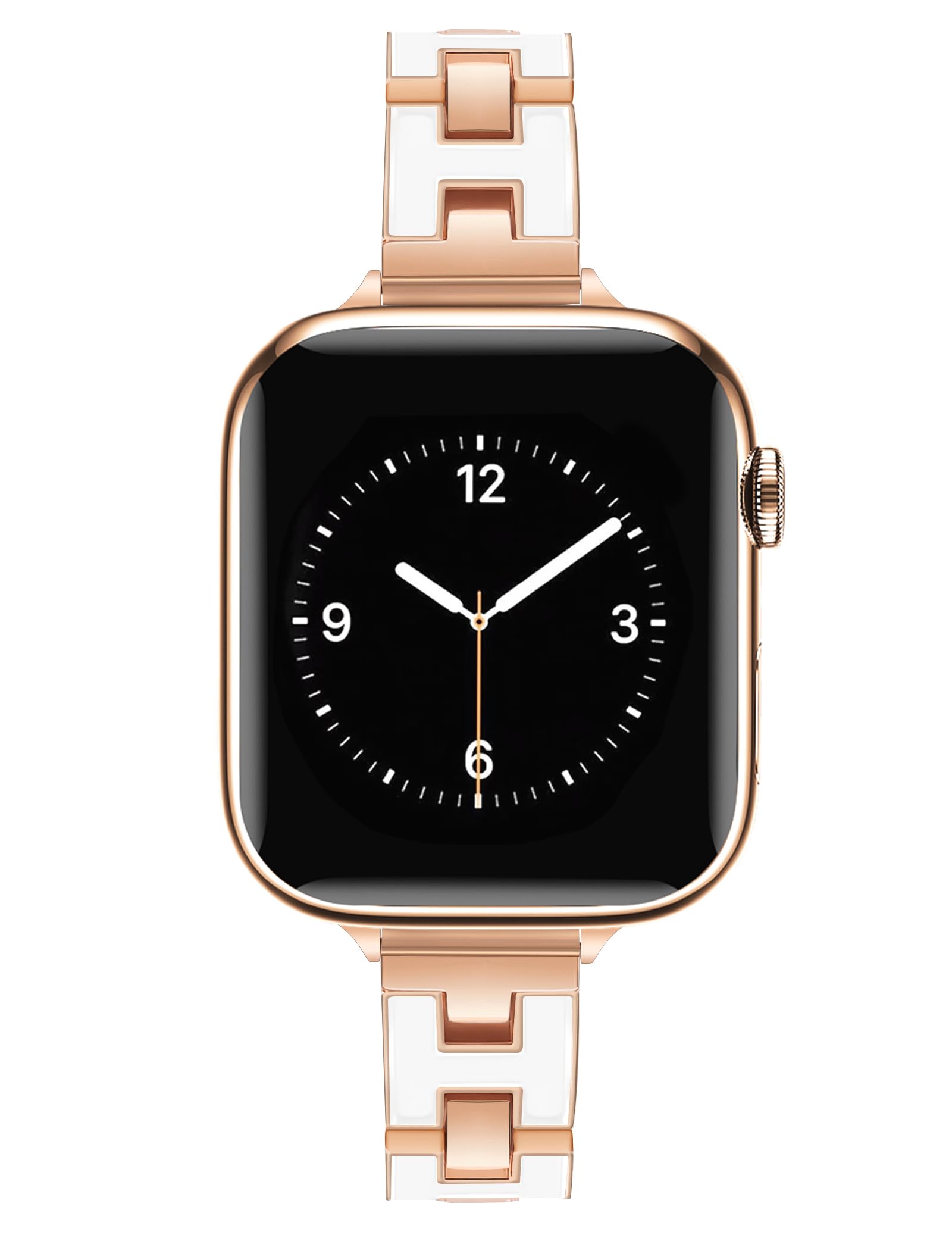Newlibery Slim Rose Gold Watch Bands for Women Compatible with Apple Watch 46mm 42mm(S3/2/1)44mm 45mm 49mm Designer Luxury Chain Bracelet Metal Strap for iWatch Series 11/10/9/8/7/6/5/4/SE 3/2/1 Ultra