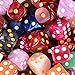AUSTOR 100 Pieces 6 Sided Game Dice Set 10 Pearl Colors Round Edges Dices for Tenzi, Farkle, Yahtzee, Bunco or Teaching Math with Velvet Storage Pouch