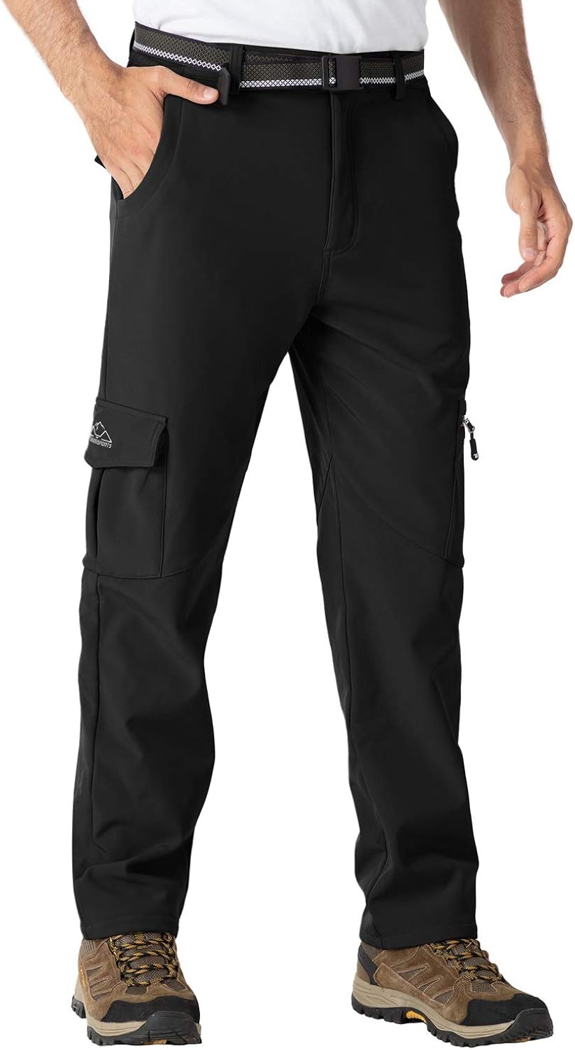 Rdruko Men's Snow Ski Outdoor Waterproof Windproof Hiking Snowboard Fleece Cargo Work Pants 6 Pockets: Clothing