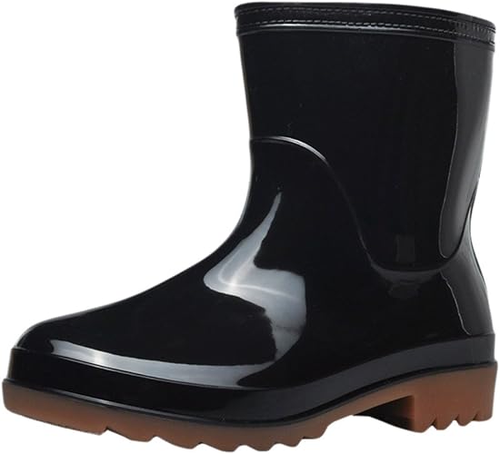 Amazon ファッション メーカ F M レインブーツ レインシューズ メンズ 長靴 雨靴 防水 カジュアル 滑りにくい シンプル ショート丈 作業用 安全靴 ビジネス 黒 大きいサイズ 26cm Fr42 ブラック Fashion Maker ファッション メーカ ブーツ