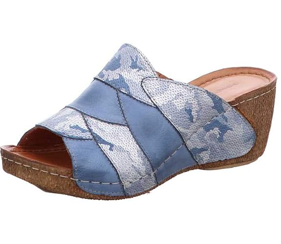 Gemini 032254-83-808 Damen Keil Pantoletten Clogs blau Camouflage