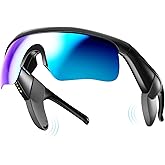 NICKLUC Bluetooth Sunglasses for Men & Women,UV400 Polarized Sports Glasses with HD Open-Ear Speakers,Voice Assistant and Detachable Sound Tubes for Cycling Golf Running Driving