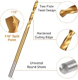 Uolor 10Pcs Mini Twist Drill Bit Set 0.6-2.2mm HSS Titanium Coated Shank 2.35mm view 5