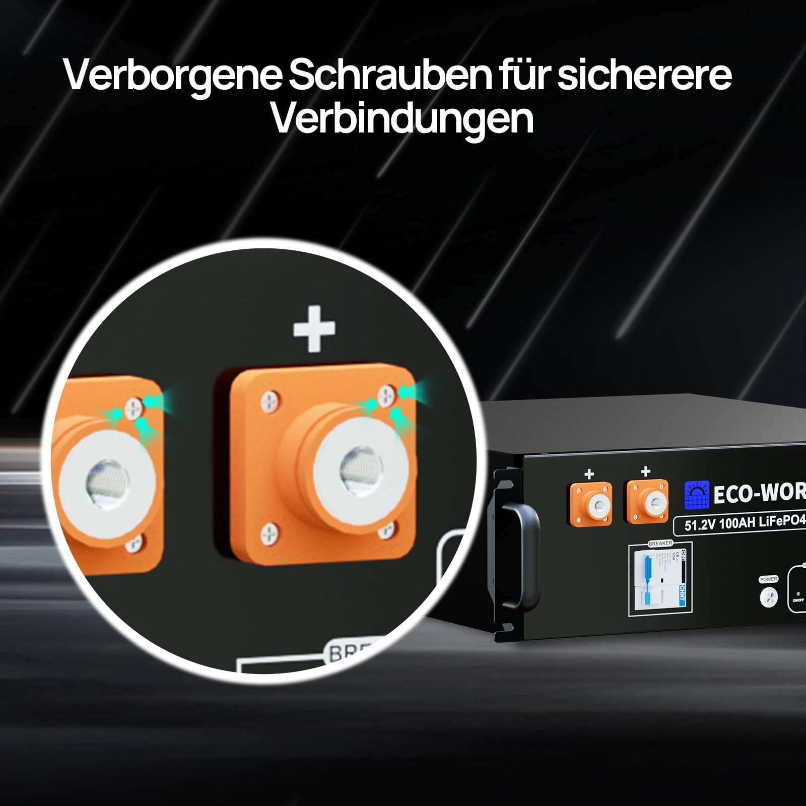 ECO-WORTHY LiFePO4 48V 100Ah V3 Bluetooth mit 100A BMS,5.12KWh 48V Lithiumbatterie Serverschrank Solarbatterie für Solaranlage Komplettset,Photovoltaikanlage,IEC 62619 8