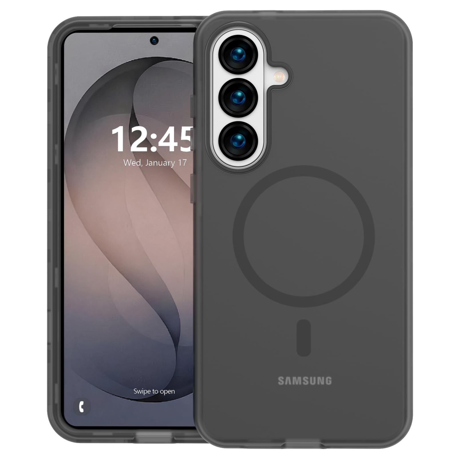 ANNSD for Samsung Galaxy S26 Case,Magnetic Matte Shockproof Cover,Translucent Full Body Protective Multilayer 3 in 1 Anti Drop Anti Scratch for Women Men(Black)