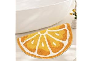 HYST Playtime Cozy Lemon Cute Fruits Half Round Shaped Bedroom Bathroom Doorway Kitchen Floor Rug Carpet Water Absorption Non-Slip mat for Kid's Room (Orange, 45 * 80CM)