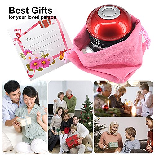 Hand Held Massager Mini Portable Body Vibrating Massage with Led Light Perfect for Hand Head Neck Back Legs Arms Face Pain Release with Gift Bag and Gift Card (Battery Operated)
