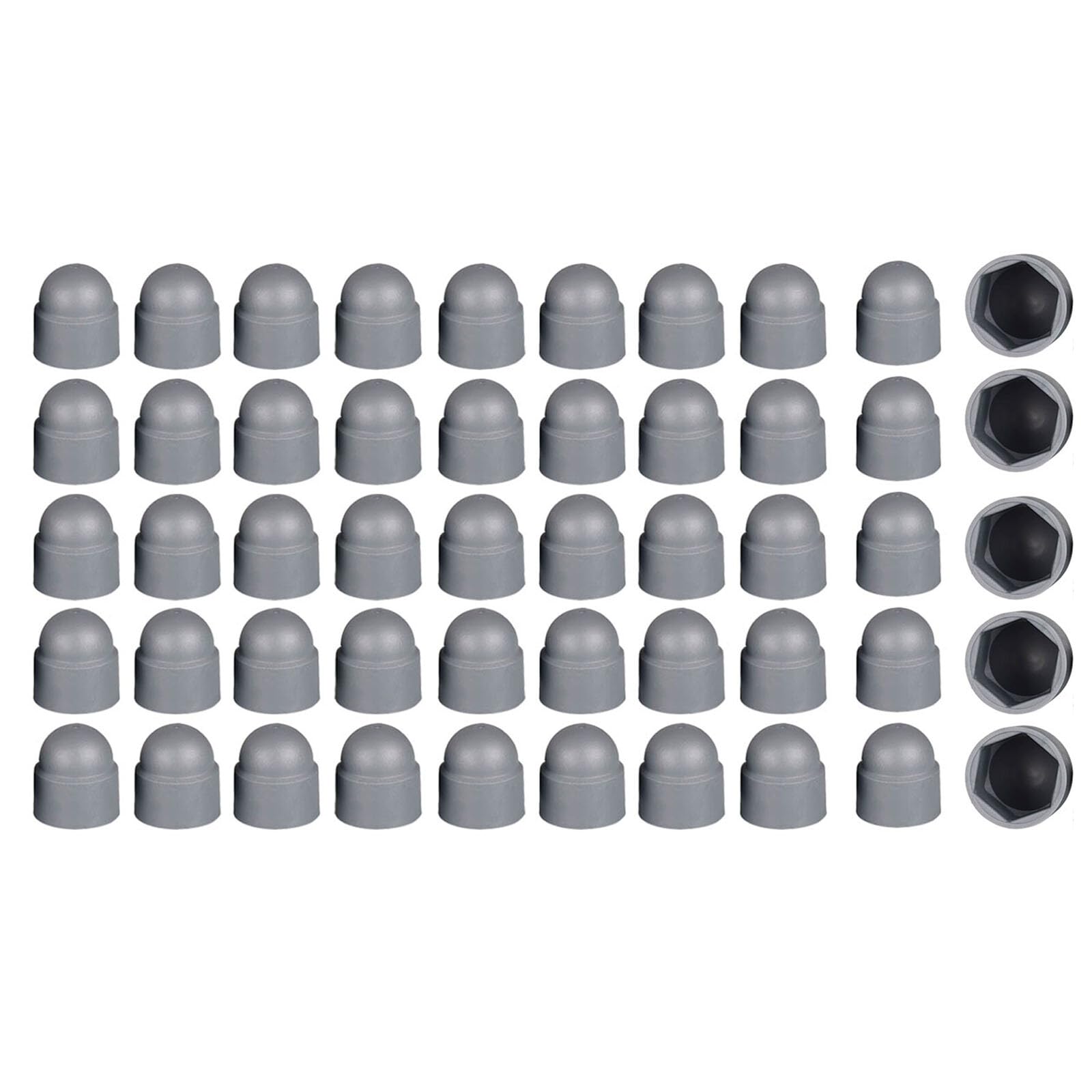 M8 Plastic Nut and Bolt Protection Dome Cover, Hex Nut Protective Caps Cover, No Thread, Grey, 50 PCS