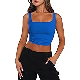 Zeagoo Women's Square Neck Sleeveless Crop Tops 2026 Cute Double Layer Casual Slim Fit Trendy Tank Tops