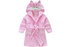 RUOGU Kids Little Boys Girls Coral Fleece Bathrobe Unisex Kids Robe Pajamas Sleepwear