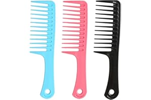 3Pcs Wide Tooth Comb Plastic Detangling Comb Heat Resistant Styling Comb Anti-static Shower Comb Smooth Wide Tooth Combs for 