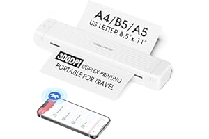 ZOOLION Portable Printer for iPhone iPad Laptop PC - Bluetooth Printer Supports Dual-sided Printing Letter/A4/B5/A5 Regular Paper, Wireless Printer for Home Travel Office Vehicle Word PDF Excel TxT 300DPI