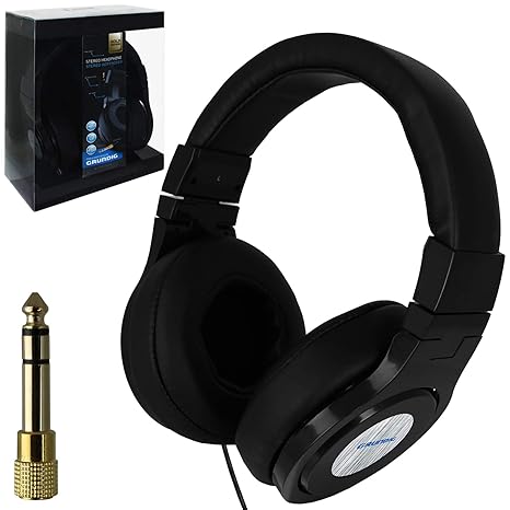 Grundig Stereo Kopfhörer mit Kabel 1,4m + 4m inkl Klinkenstecker 6,3 mm faltbar Lautsprecher On Ear