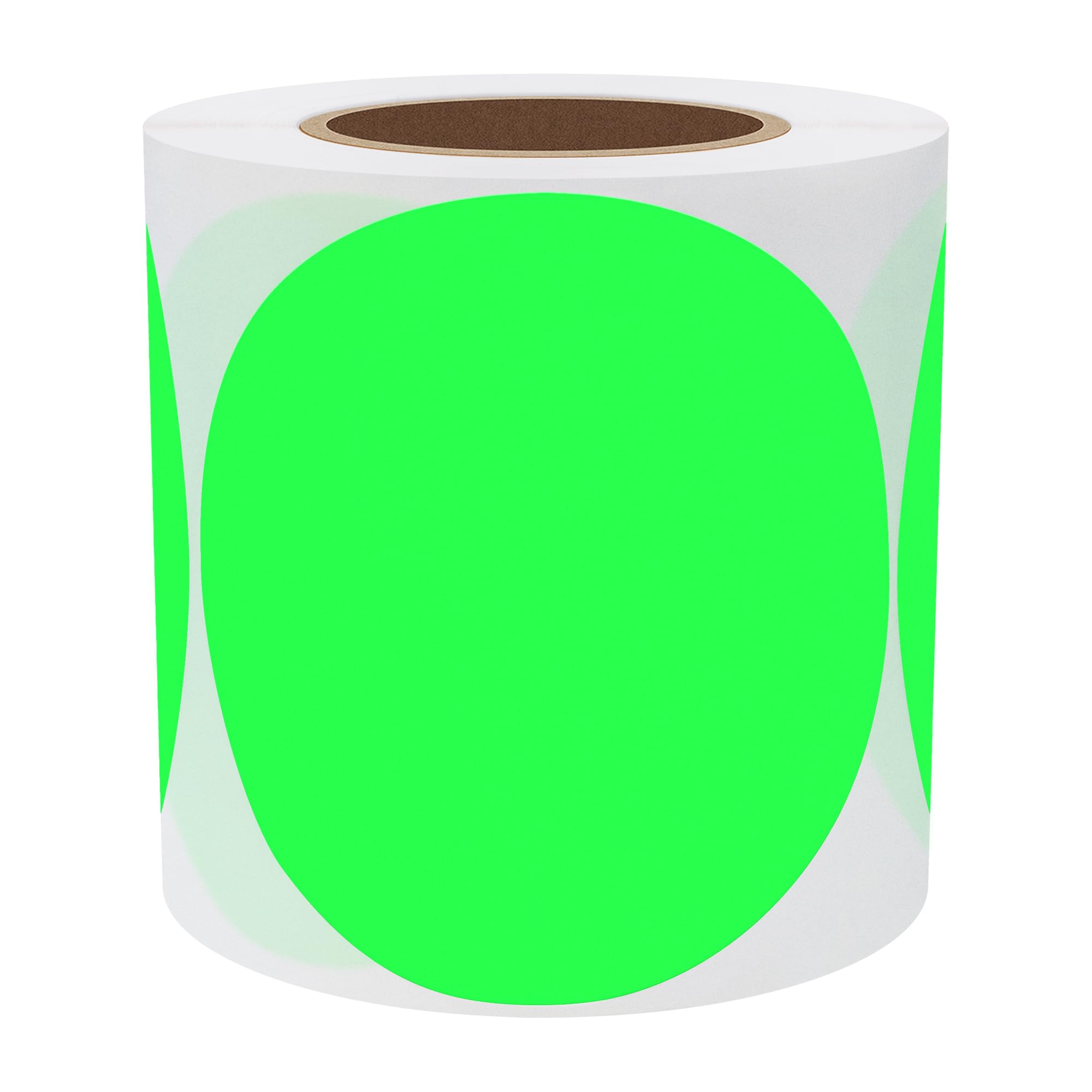 Hylabelest Fluorescent Green Round Stickers 4 Inch Color Coding Dots Labels Total 100 Per Roll (Fluorescent Green, 4") — image 1