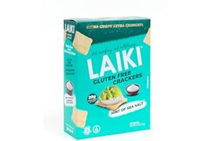 LAIKI Gluten Free Crackers Sea Salt Flavor Healthy Snacks Whole Grain Brown Rice Almond Flour Alternative Crackers Crispy Crunchy Tasty Snack Vegan Low Carb Light Snacks (Pack of 1)