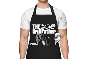 Riqiaqia Funny Chef Aprons for Men, Dad Apron with 3 Pockets, Perfect for Kitchen Cooking, BBQ, Grilling, Father's Day Birthday Christmas Gifts for Dad, Father in Law, Husband