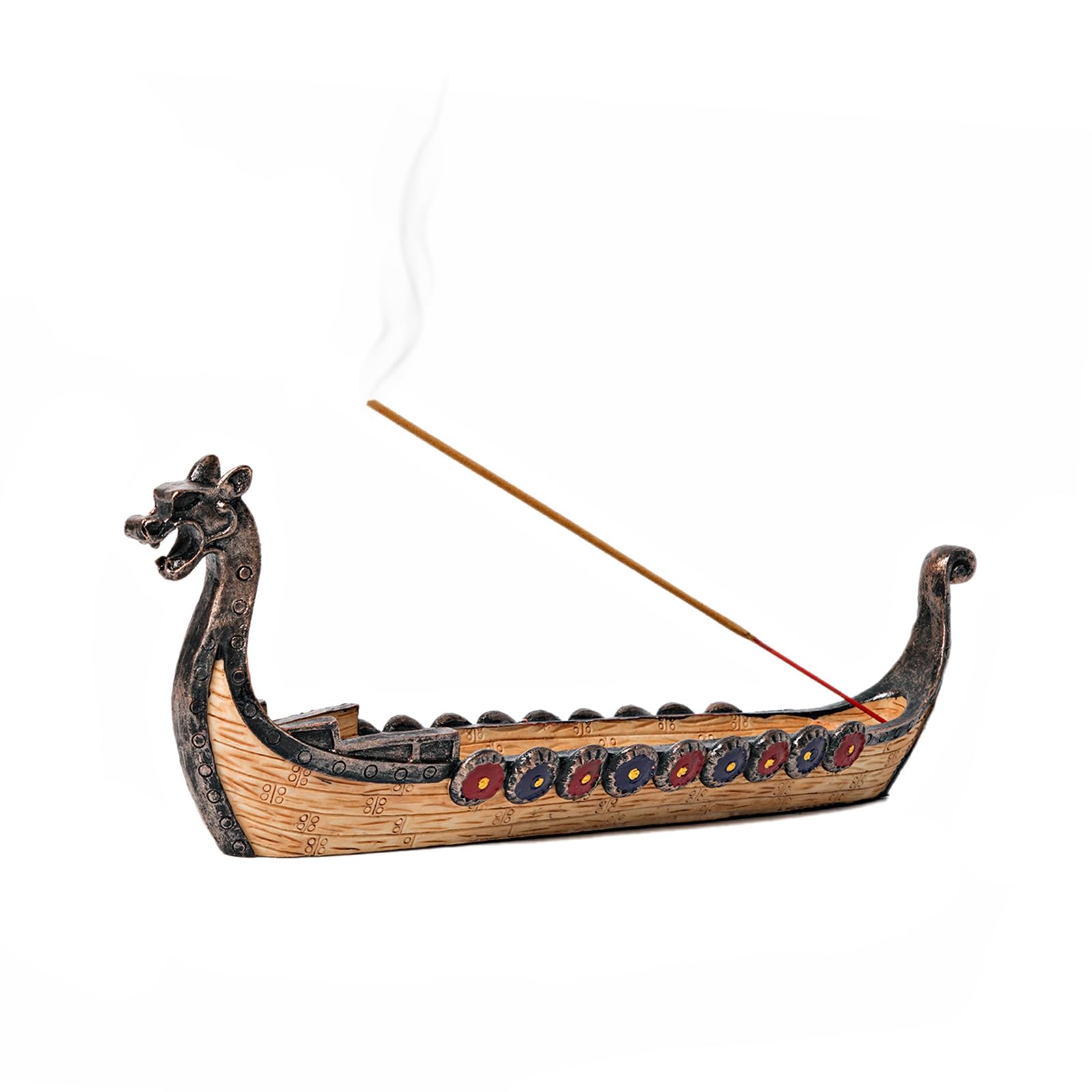 Jueyeek Retro Dragon Boat Incense Holder Stick Holder Burner Viking Boat Incense Hand Carved Carving Censer Ornaments