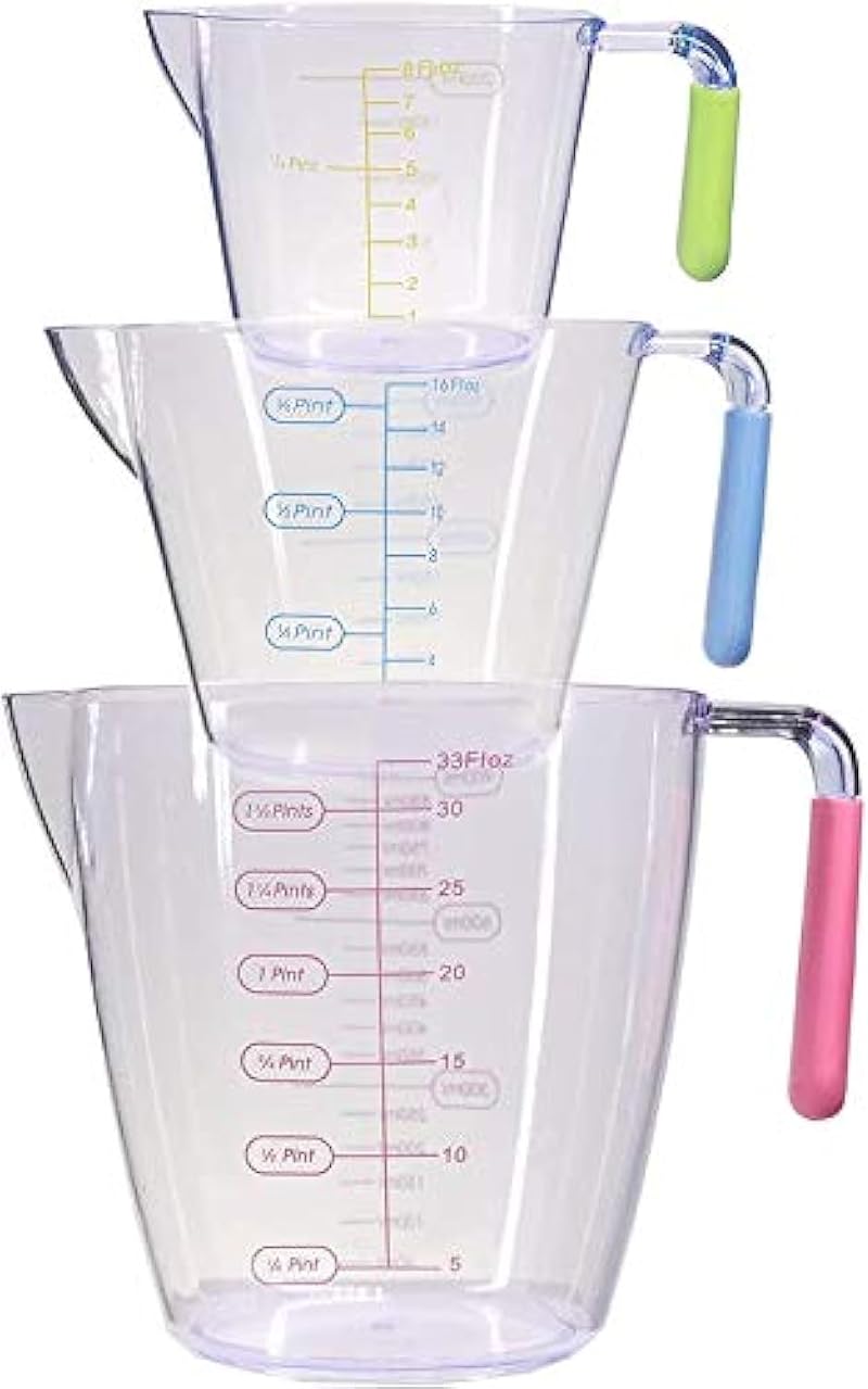 SGAONSN Plastic Measuring Jug Set of 3 200ml 400ml 900ml BPA-free