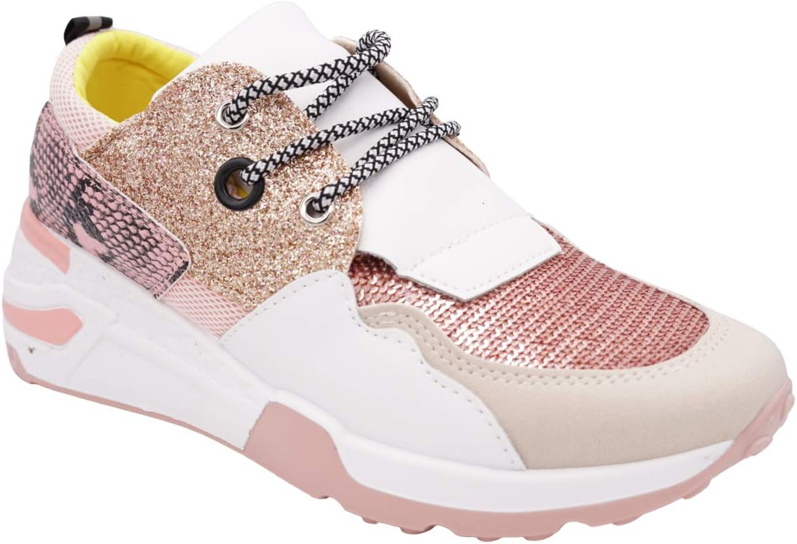 CucuFashion Womens Running Sequin Glitter Trainers Multicolour Trainers