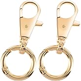 Winsyison 2pcs Double Opening Keychain Clip, Zinc Alloy Swivel Lobster Clasp for Lanyards DIY Crafts Making, Spring Snap Hooks Keychain Clasp for Camping Hiking Travelling- Gold