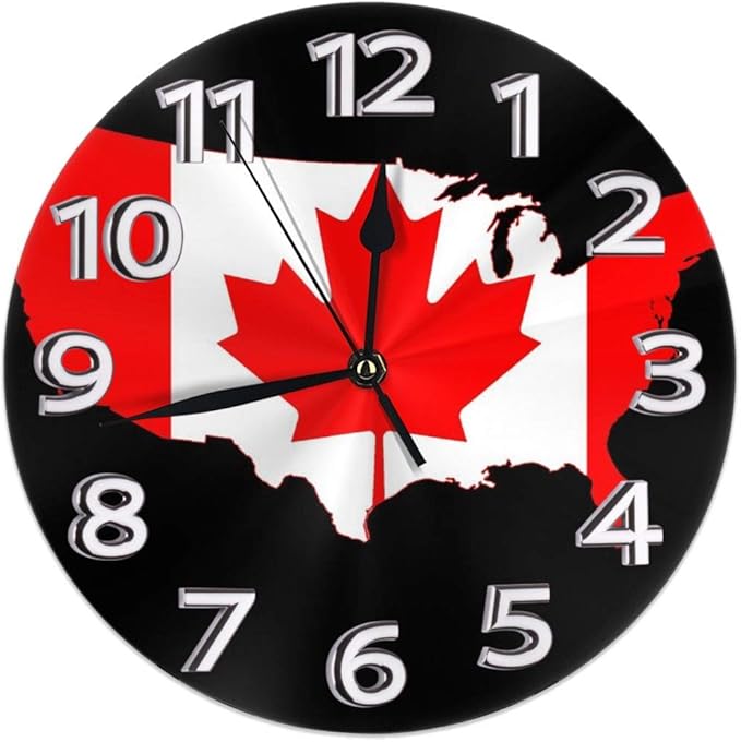 Round Wall Clock Flag Map of Canada Png PVC Clock Silent NonTicking