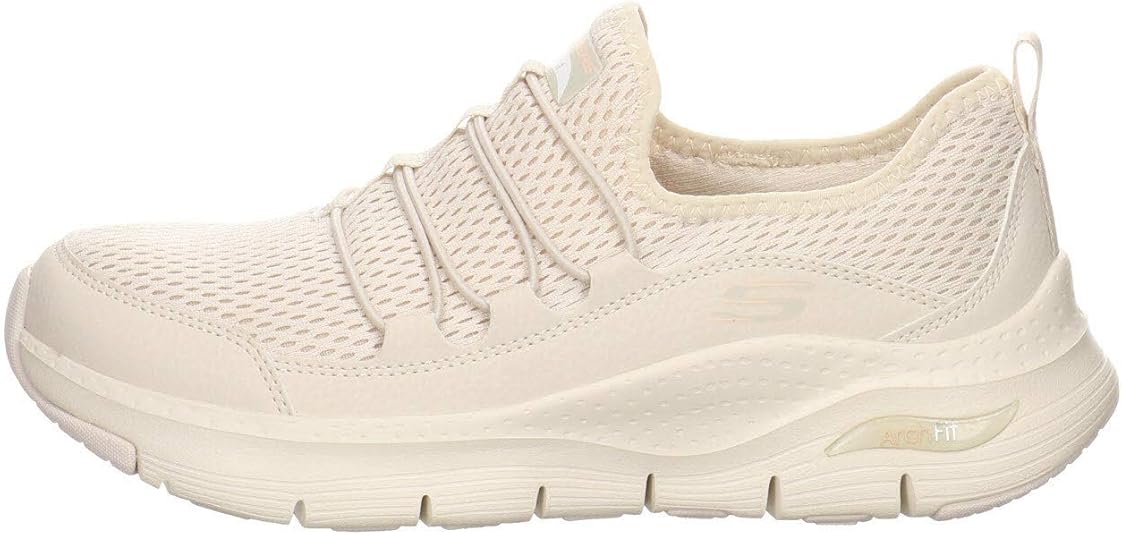 Skechers Women's Arch Fit Lucky Thoughts Combi Trainers Beige Beige ...