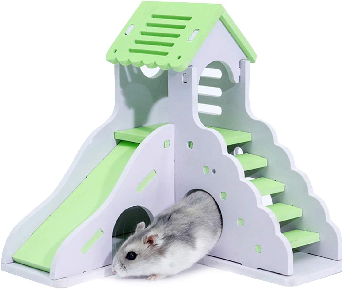 Amazon Ruiqas ハムスターハウス 2層ハムスターハウス お家 飼育ケージ 飼育ケージ内装 おもちゃ ストレス解消 運動不足解消 遊び場 ペットの遊具 滑り台 安全 眠っている巣 持ち運び 小動物 ペット用品 Ruiqas 飼育ケージ 通販