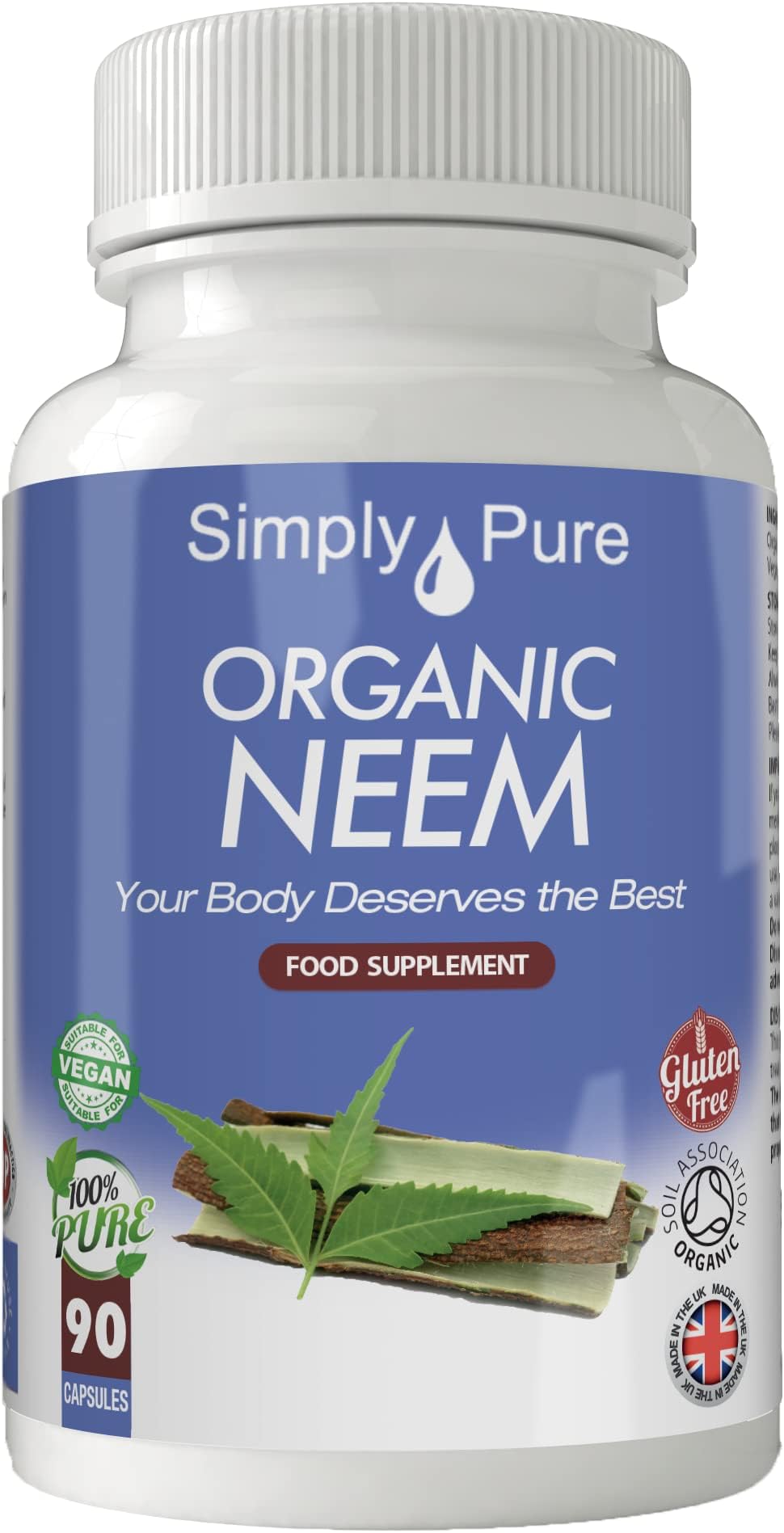 Simply Pure Neem Capsules 500mg 90 Vegan Organic Soil Association