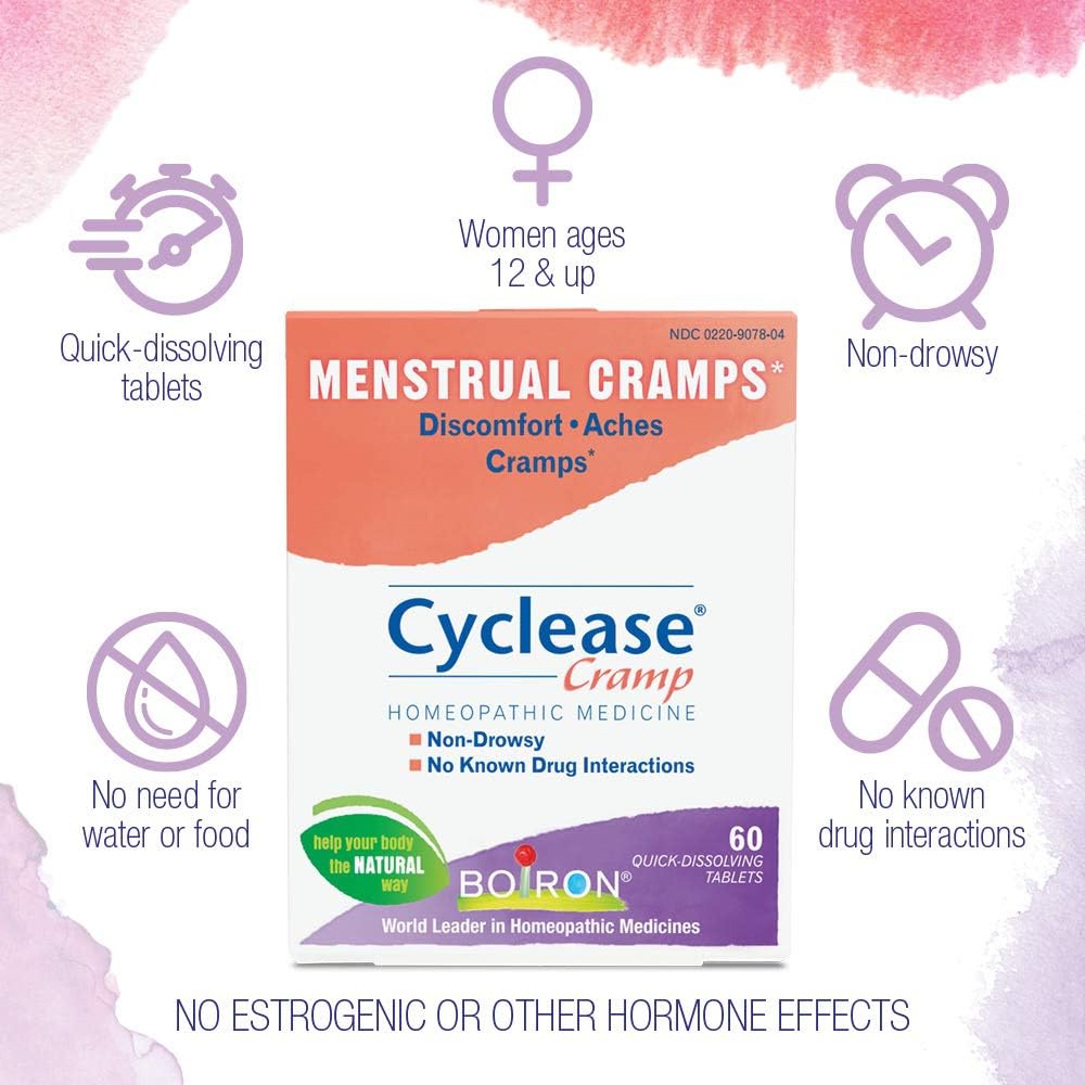 Boiron Homeopathic Medicine Cyclease Cramp Tablets for Menstrual Cramps, Homeopathic Medicine, 60-Count Box: Health & Personal Care